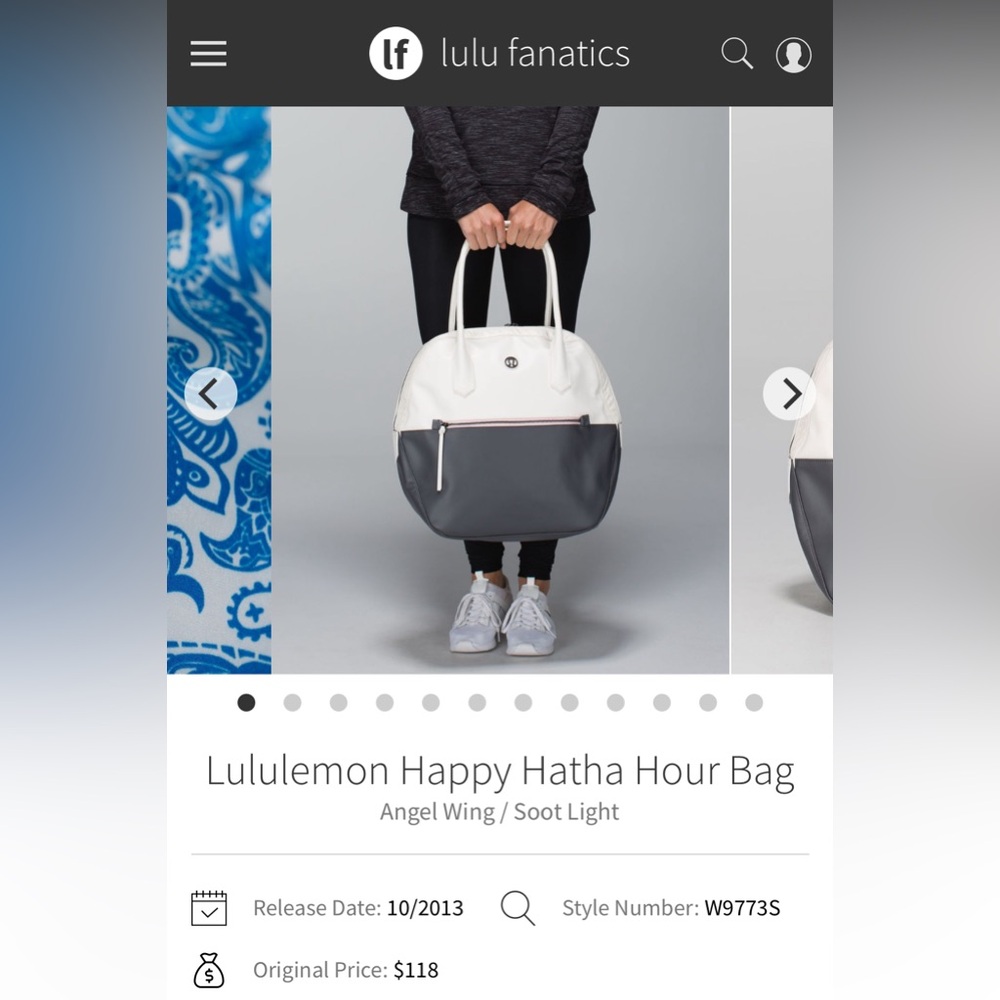 Lululemon Happy Hatha Hour Gym Bag Angel Wing & Soot Light - Picture 14 of 16